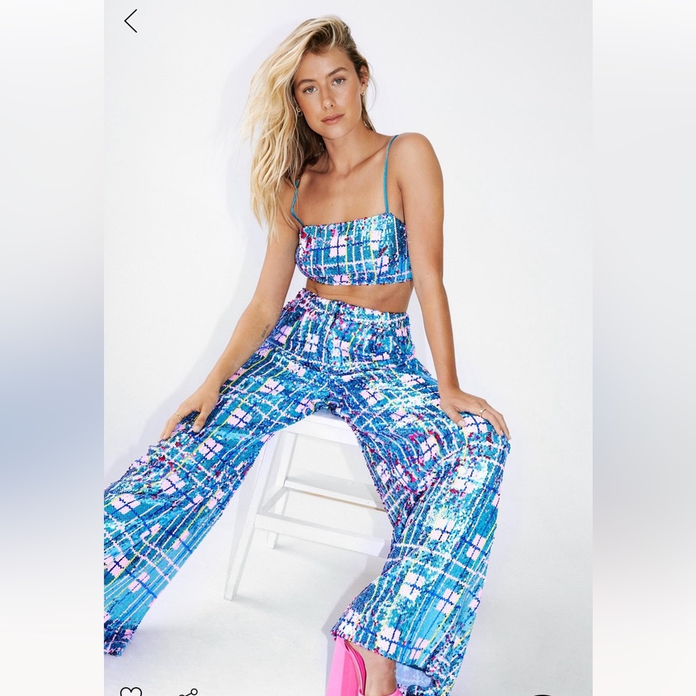 Nasty Gal Blue Sequin Set